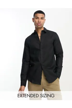 ASOS Homem Camisa Formal - Regular smart linen shirt in