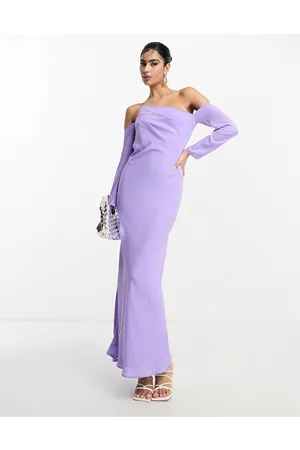 ASOS Asymmetric maxi dress with cold shoulder detail in lilac