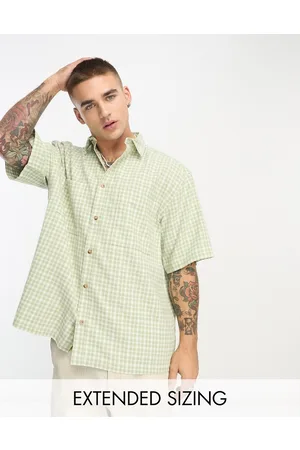 ASOS Homem Camisas Casual - Boxy oversized shirt in sage dad check