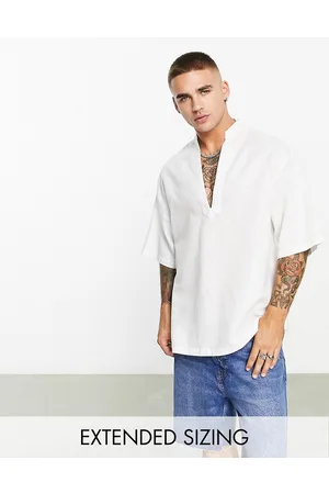ASOS Homem Camisas Casual - Boxy oversized linen mix overhead shirt in