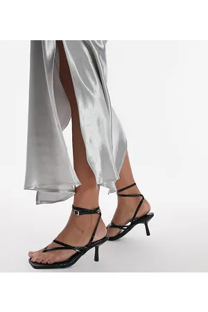 Topshop Mulher Sandálias - Wide Fit Nancy strappy toe post mid heeled sandal in croc