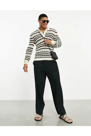 ASOS Homem Camisas de Manga comprida - Knitted texture polo in stripe