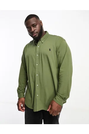 Ralph Lauren Homem Camisa Formal - Big & Tall icon logo pique shirt button down in dark
