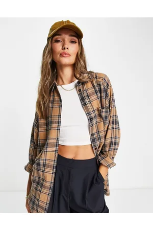 ASOS Homem T shirts com bolso - Brushed boyfriend shirt with pocket in camel check