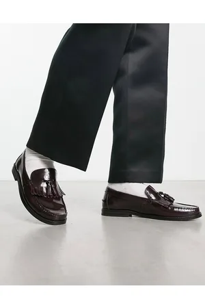 ASOS Homem Oxford & Moccassins - Loafers with fringe detail in polished burgundy leather