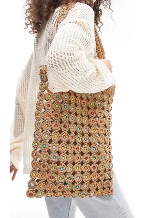 Topshop Mulher Tote - Jay beaded crochet shopper bag in