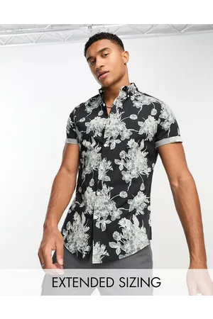 ASOS Homem Camisa Formal - Stretch slim shirt in and grey floral print