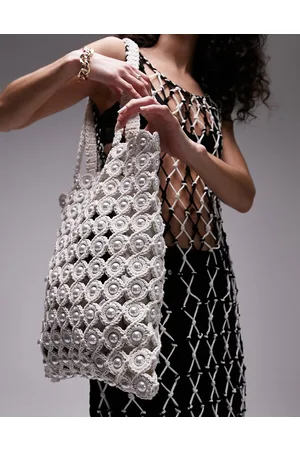 Topshop Mulher Tote - Jay multi beaded crochet shopper bag in