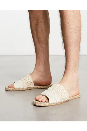 ASOS Homem Boxers - Slip on espadrilles in stone weave and faux leather mix