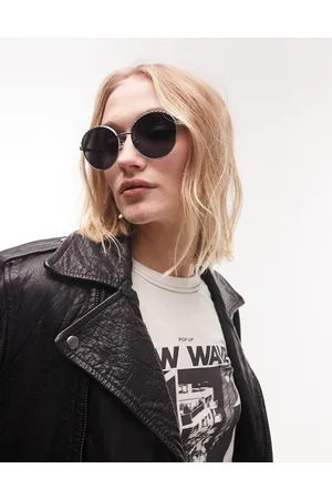 Topshop Mulher Óculos de sol redondos - Twisted metal round sunglasses in with smoke lense