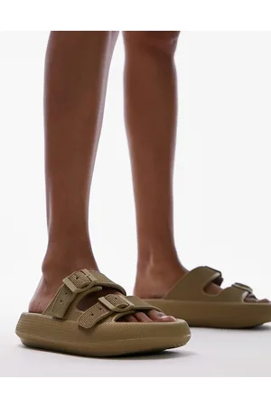 Topshop Mulher Sandálias - Pop buckle slider in khaki