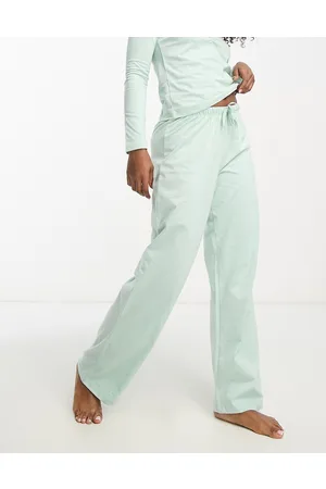 ASOS Mulher Calças - Mix & match cotton pyjama trouser in sage