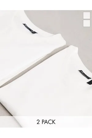 ASOS Homem T-shirts & Manga Curta - 2 pack t-shirt with crew neck in white