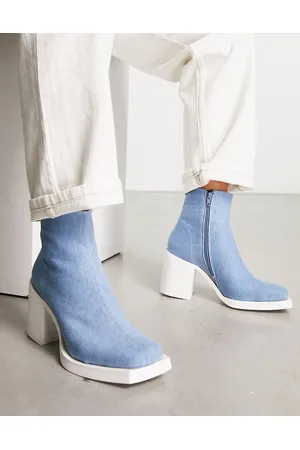 ASOS Homem Heeled chelsea boots in denim with white sole