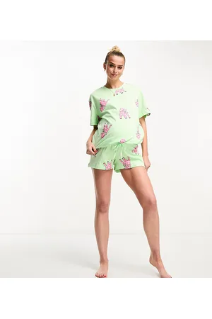 ASOS Mulher Pijamas - ASOS DESIGN Maternity exclusive lamb oversized tee & short pyjama set in mint