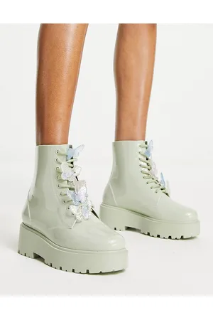 ASOS Mulher Galochas - Guava butterfly lace up wellies in mint