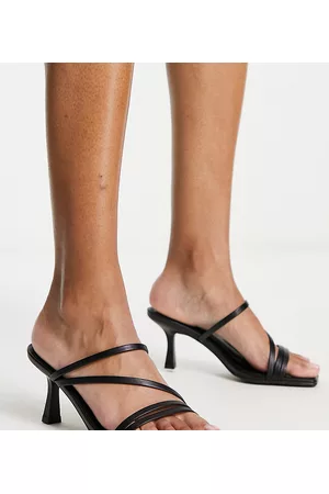 ASOS Mulher Sandálias - Wide Fit Hartley strappy mid sandal heeled mules in