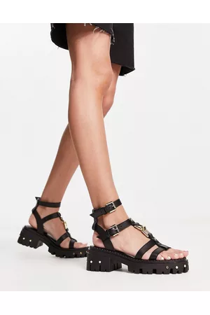 ASOS Mulher Sandálias - Forrest leather strappy chunky flat sandals in