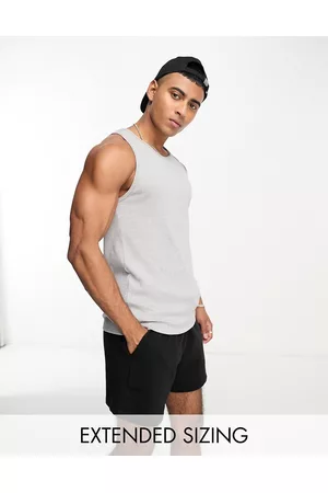 ASOS Homem T-shirts & Manga Curta - Muscle fit rib vest in light marl