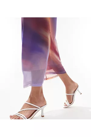 ASOS Mulher Sandálias - Wide Fit Hartley strappy mid sandal heeled mules in