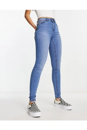 Noisy May Callie high waisted skinny jeans in light