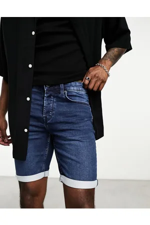 Only & Sons Jog denim shorts in dark wash