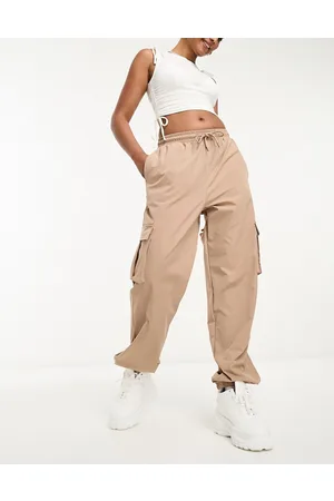 Noisy May Cargo trousers with pocket details in taupe