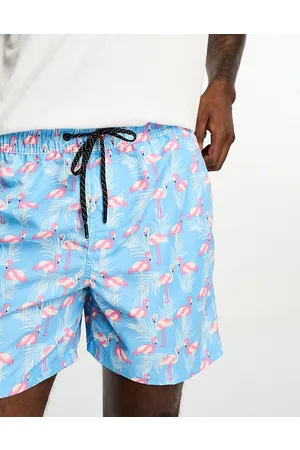 JACK & JONES Intelligence flamingo swim shorts in