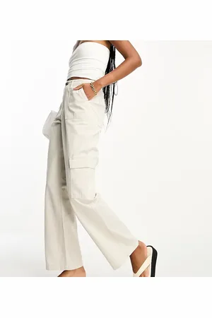 River Island Wide leg cargo trouser in ecru