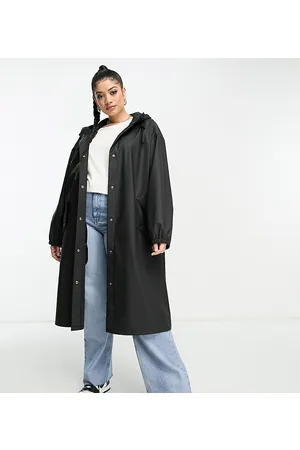 ASOS ASOS DESIGN Curve rubberised rain parka coat in