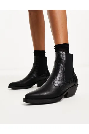 ONLY Faux croc detail western boot in