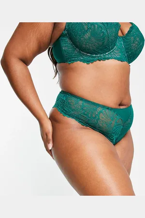 ASOS DESIGN barely there lace triangle bra & lingerie thong with heart  trims in teal