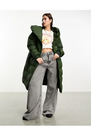Noisy May Droplets longline padded coat with oversized hood in