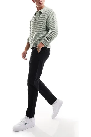 SELECTED Slim fit brushed trousers in dark grey