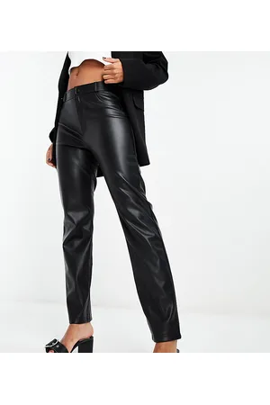 Stradivarius Petite Faux Leather Skinny Trouser In Black for Women