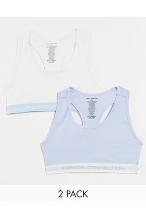 French Connection FCUK 2 pack triangle bras in white and gray