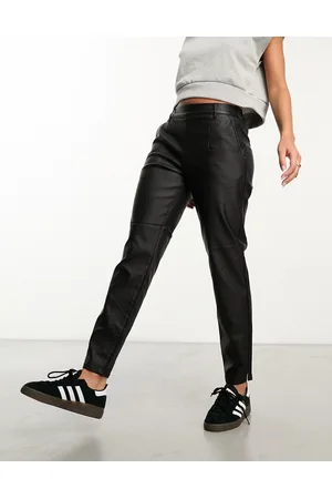 Object Leather look tapered trousers in