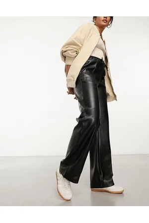 River Island Wide leg PU trouser with elastic waist in