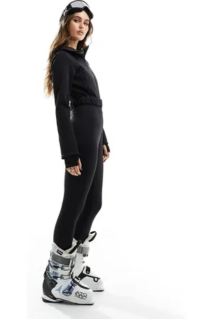 ASOS 4505 Ski suit with faux fur panels and skinny leg in black