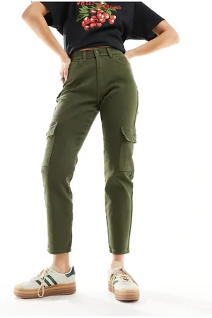 Noisy May Moni high waisted ultility cargo jeans in khaki