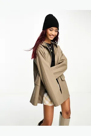 ASOS Rubberised rain coat in mushroom