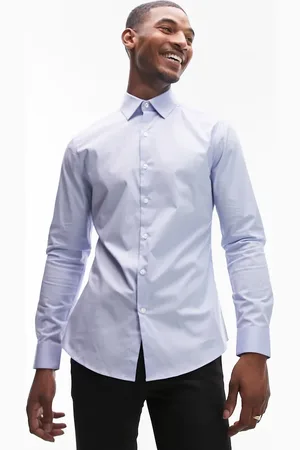 Topman Long sleeve formal slim fit stretch shirt in light