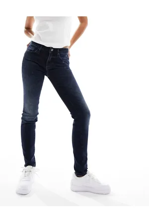 Armani Exchange Super skinny lift up mid rise jeans in dark blue