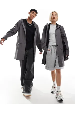 Rains 12020 unisex waterproof long hooded jacket in