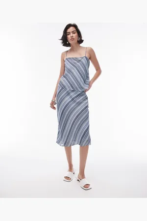 Topshop Georgette 90s length skirt in diagonal stripe co-ord