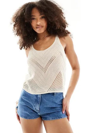 JDY Broderie knit vest in cream