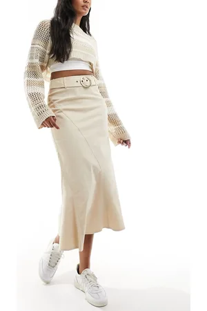 Reclaimed Linen maxi skirt with y2k belt
