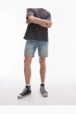Topman Straight leg denim short in light wash