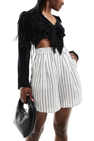 Bershka Cotton longline shorts in stripe