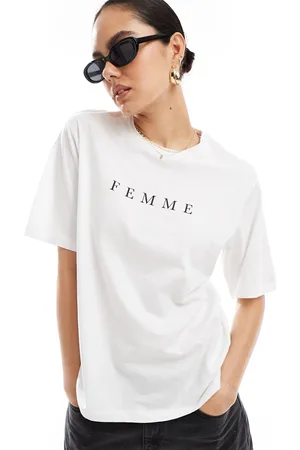 SELECTED Femme oversized t-shirt with Femme chest print in